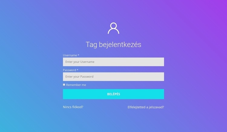 Tag bejelentkezés HTML Sablon