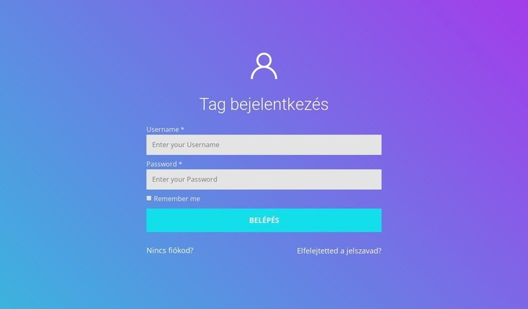 Tag bejelentkezés Weboldal sablon