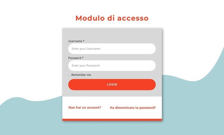 Progettazione del modulo di accesso Mockup del sito web