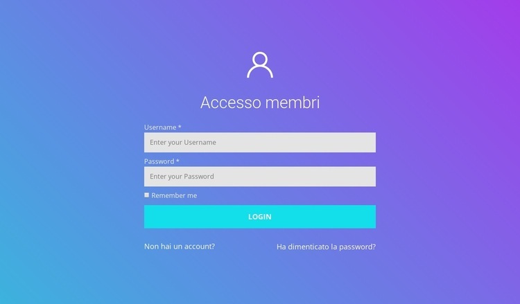 Accesso membro Pagina di destinazione