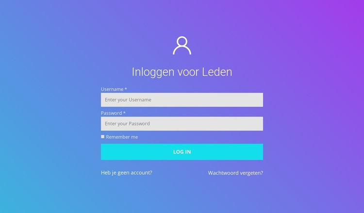 Inloggen voor Leden Website sjabloon