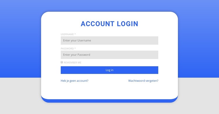 Inlogformulier met vorm Website sjabloon