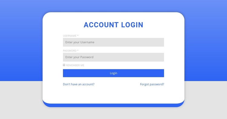 Login form with shape One Page Template
