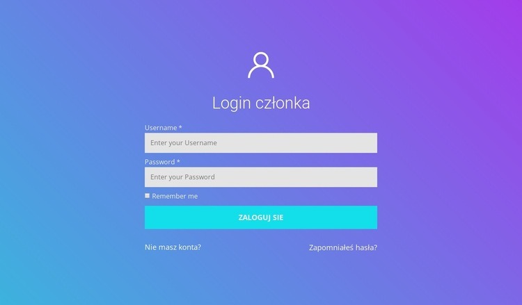 Login członka Szablony do tworzenia witryn internetowych