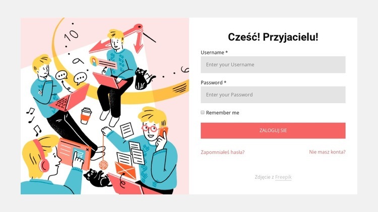 Witaj przyjacielu Kreator witryn internetowych HTML