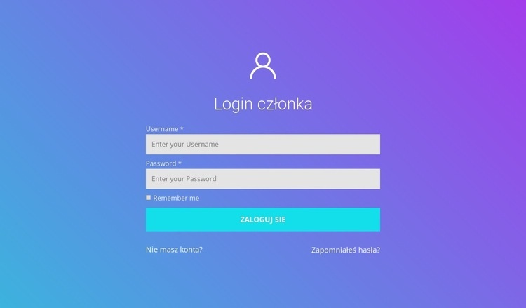 Login członka Szablon HTML5