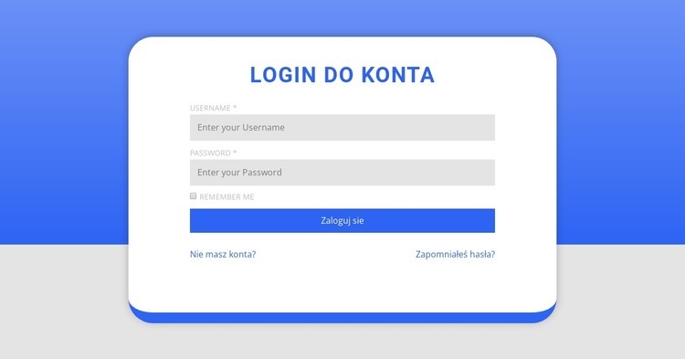 Formularz logowania z kształtem Szablon HTML5