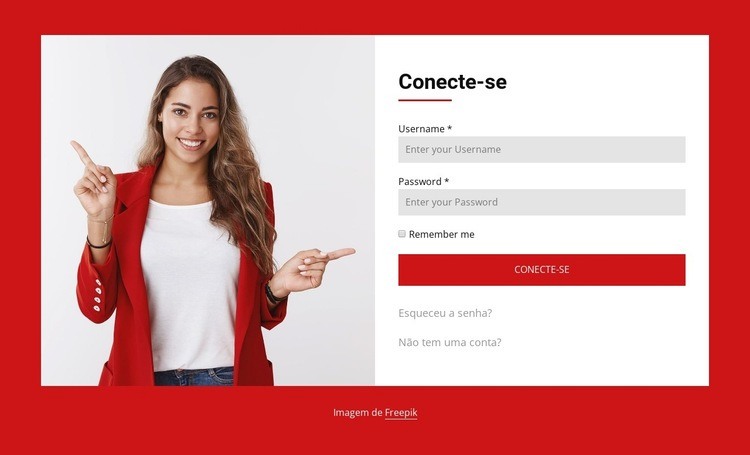 Design de divisão de formulário de login Construtor de sites HTML