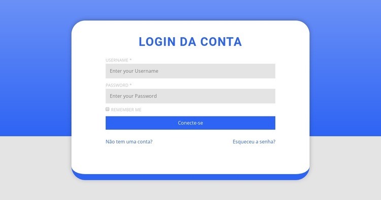 Formulário de login com forma Construtor de sites HTML