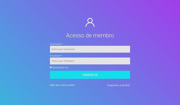 Acesso de membro Design do site