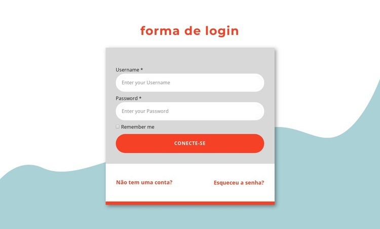 Projeto de formulário de login Design do site