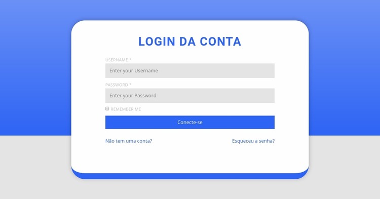 Formulário de login com forma Template Joomla