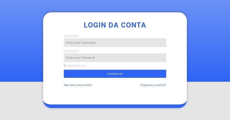 Formulário de login com forma Modelo