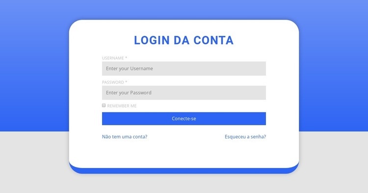 Formulário de login com forma Landing Page