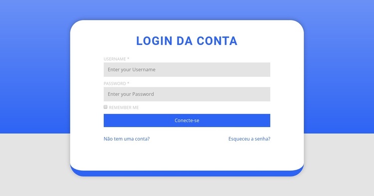 Formulário de login com forma Tema WordPress