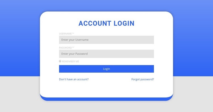 Login form with shape Squarespace Template Alternative