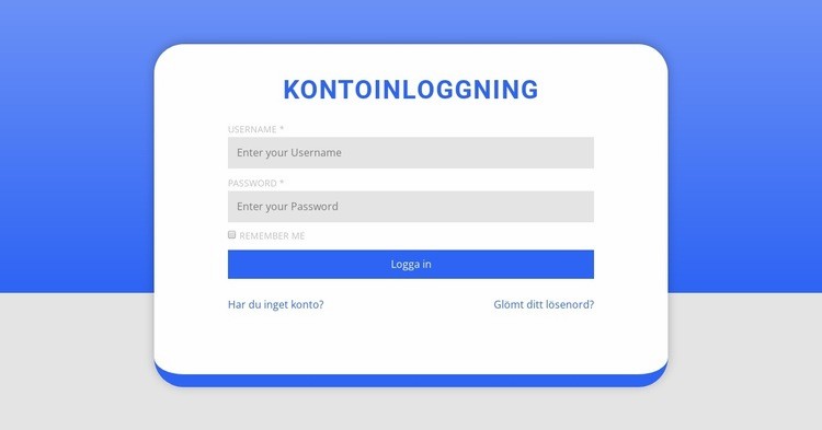 Inloggningsformulär med form CSS -mall