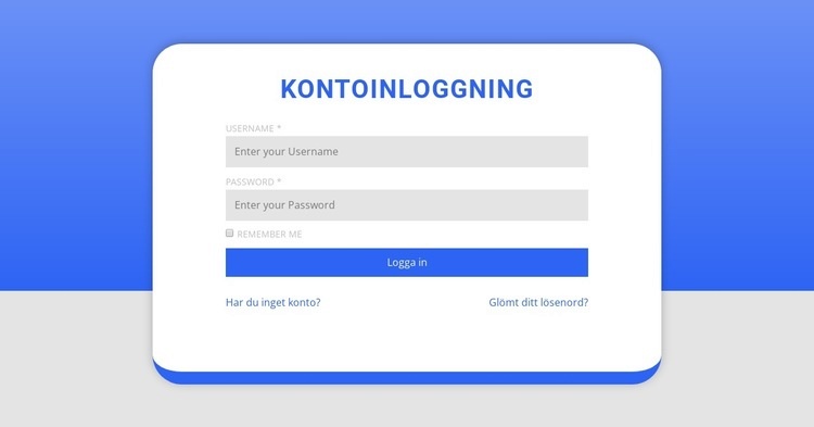 Inloggningsformulär med form HTML-mall