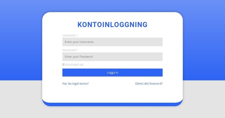 Inloggningsformulär med form WordPress -tema