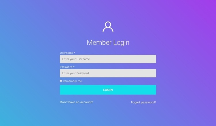 Member login Web Page Design