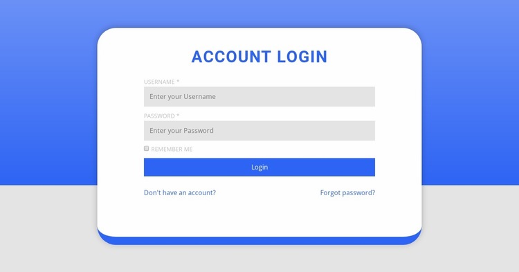 Login form with shape Website Builder Templates