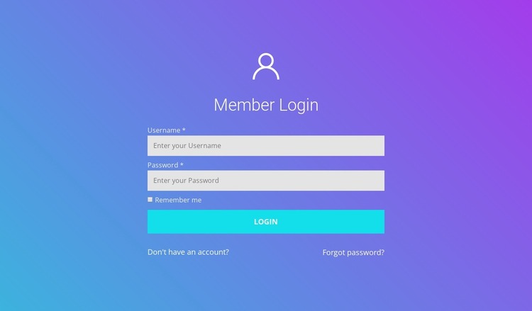 Member login Website Mockup