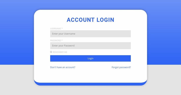 Login form with shape Landing Page