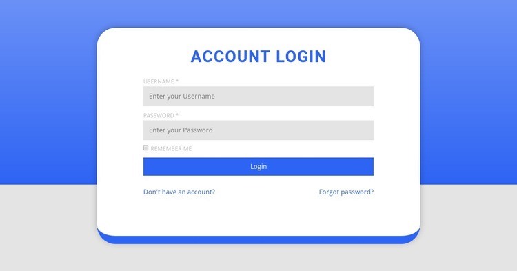 Login form with shape Wix Template Alternative