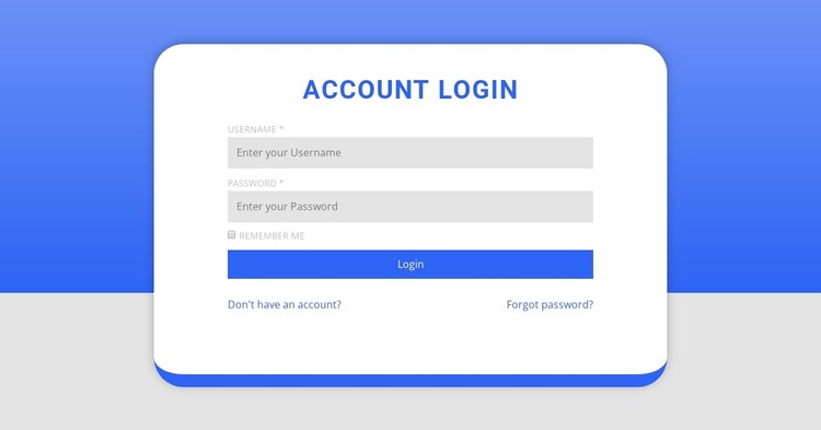 Login form with shape WordPress Theme