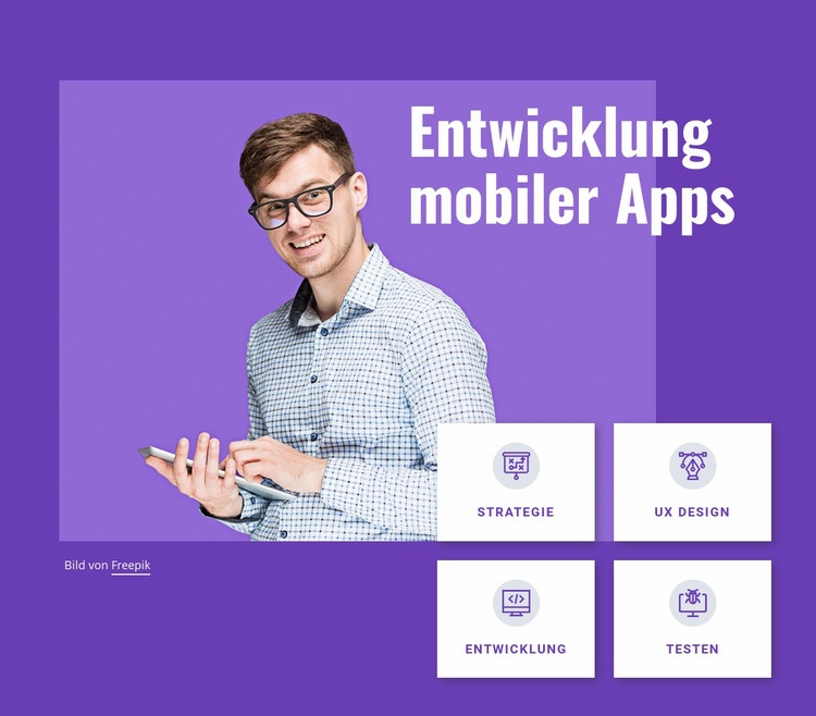Entwicklungsstudio für mobile Apps Landing Page