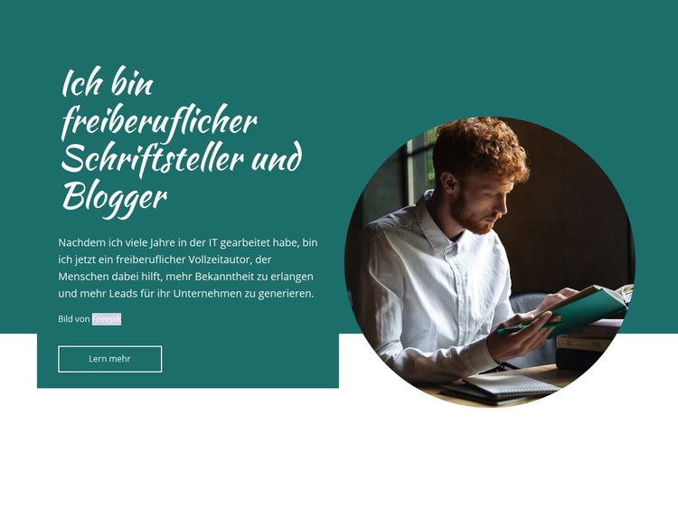 Ich bin ein freiberuflicher Schriftsteller HTML Website Builder