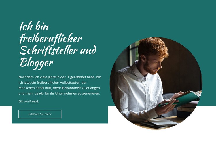 Ich bin ein freiberuflicher Schriftsteller Website Builder-Vorlagen