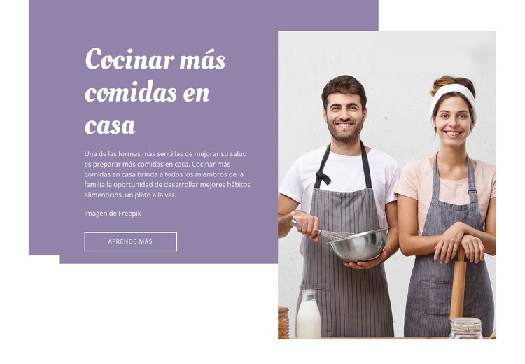 Cocinar en casa Maqueta de sitio web