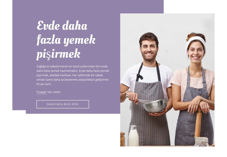Evde yemek yapmak Web Sitesi Mockup'ı