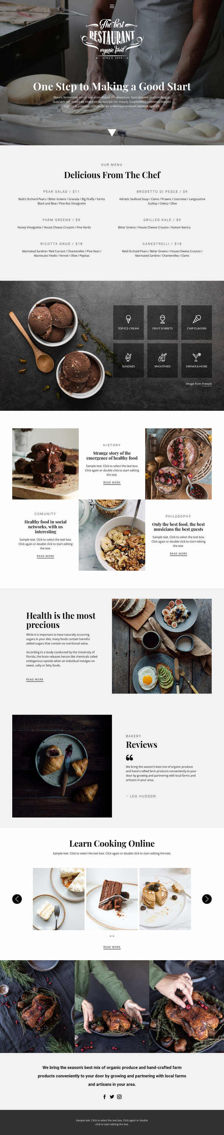 Recipes and cook lessons Website Design
