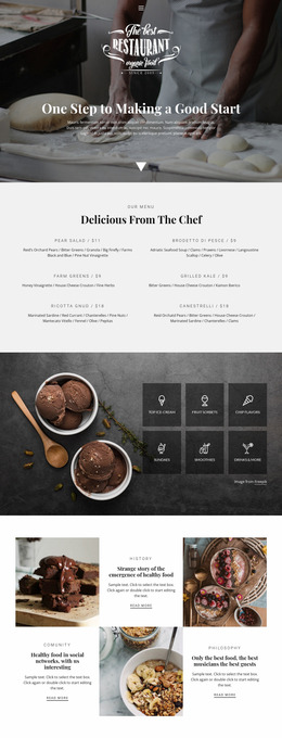 Recipes And Cook Lessons - Web Page Mockup Template