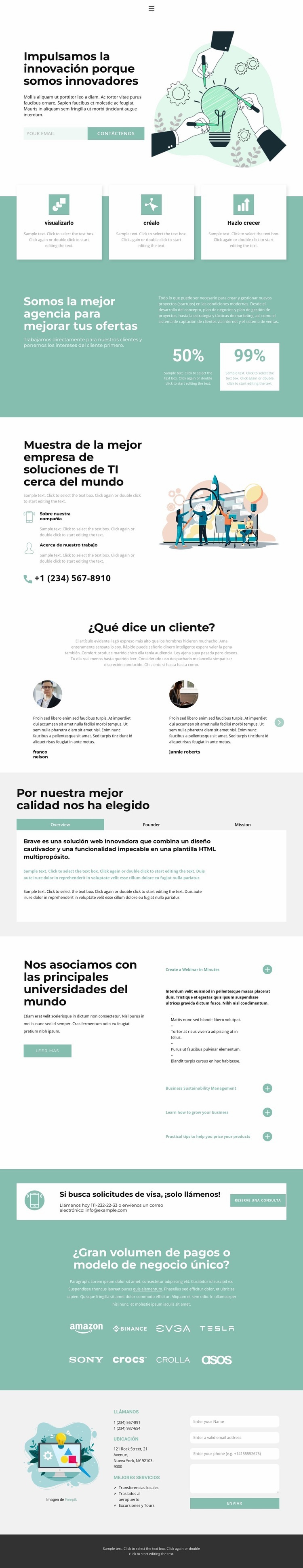 Métodos innovadores Página de destino