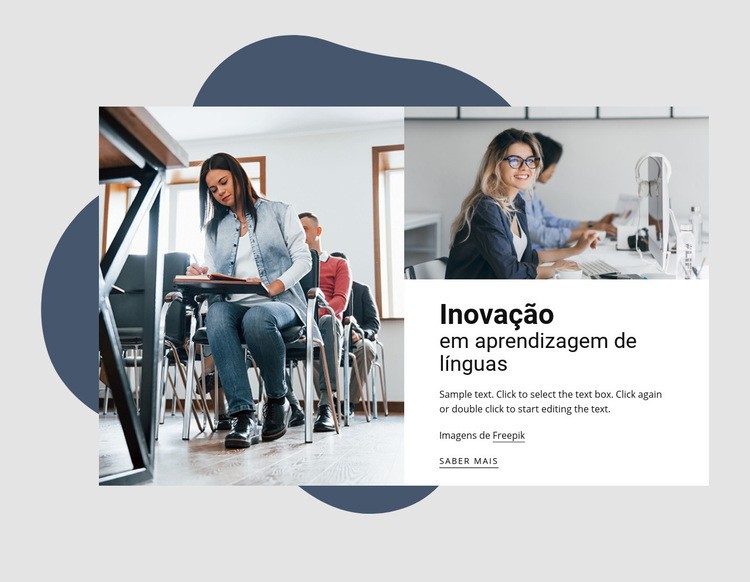 Inovações na aprendizagem de línguas Maquete do site