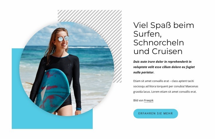 Viel Spaß beim Surfen Eine Seitenvorlage