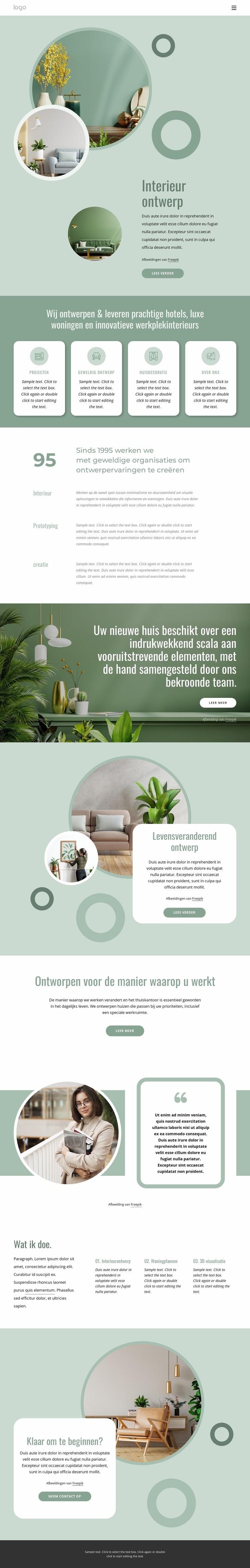 Functioneel interieur Sjabloon voor één pagina