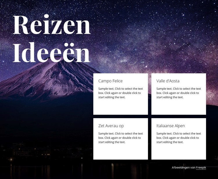 Reisideeën Website Builder-sjablonen