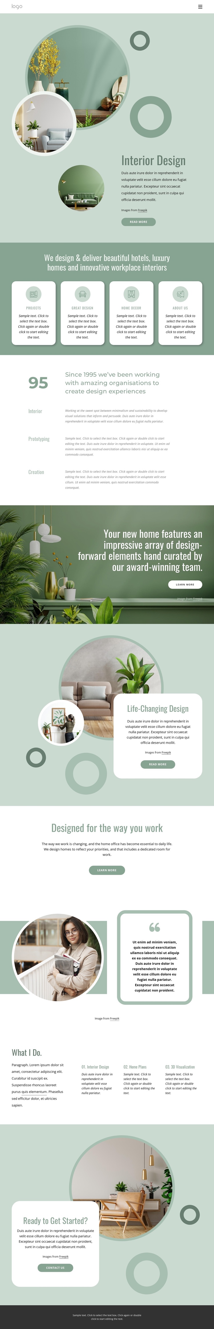 Functional interior design One Page Template