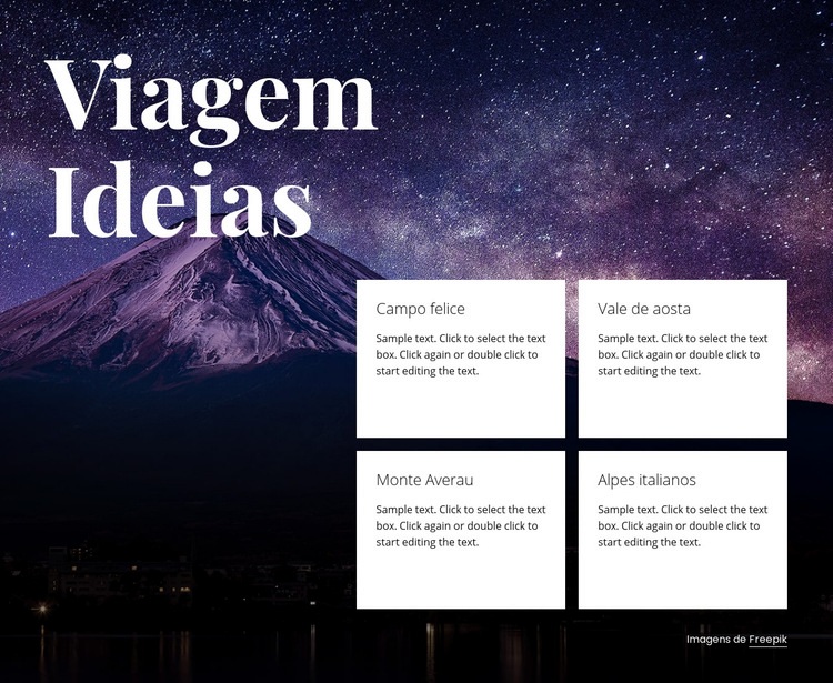 Ideias de viagens Design do site