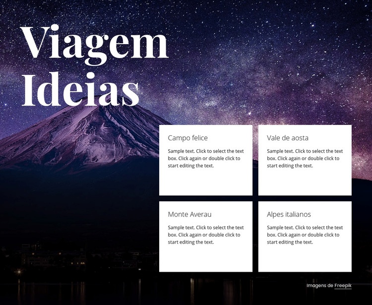 Ideias de viagens Modelo de uma página