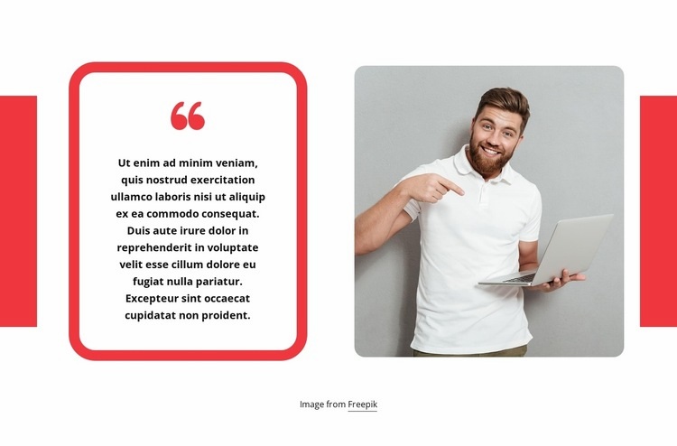 Testimonial block with rectangle Squarespace Template Alternative