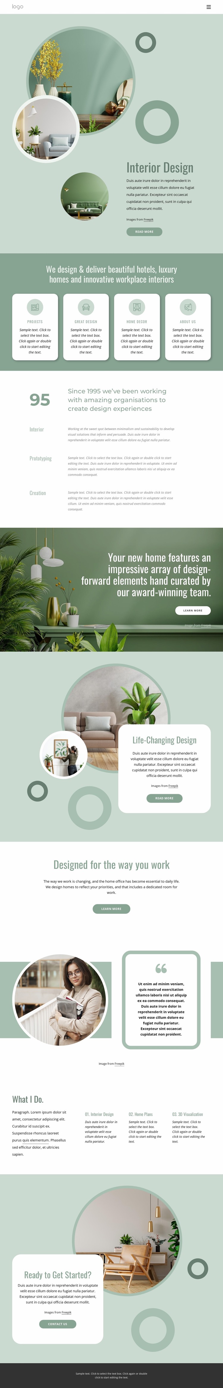 Functional interior design Website Mockup