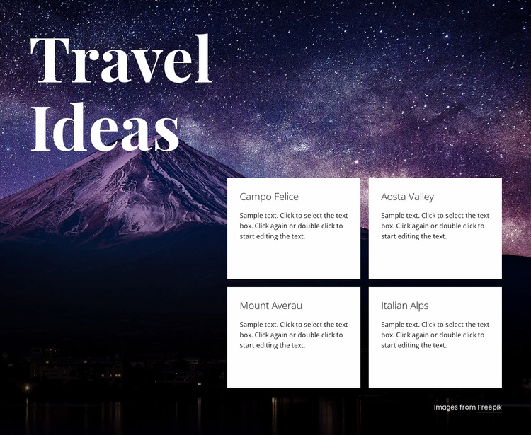 Travel ideas Landing Page