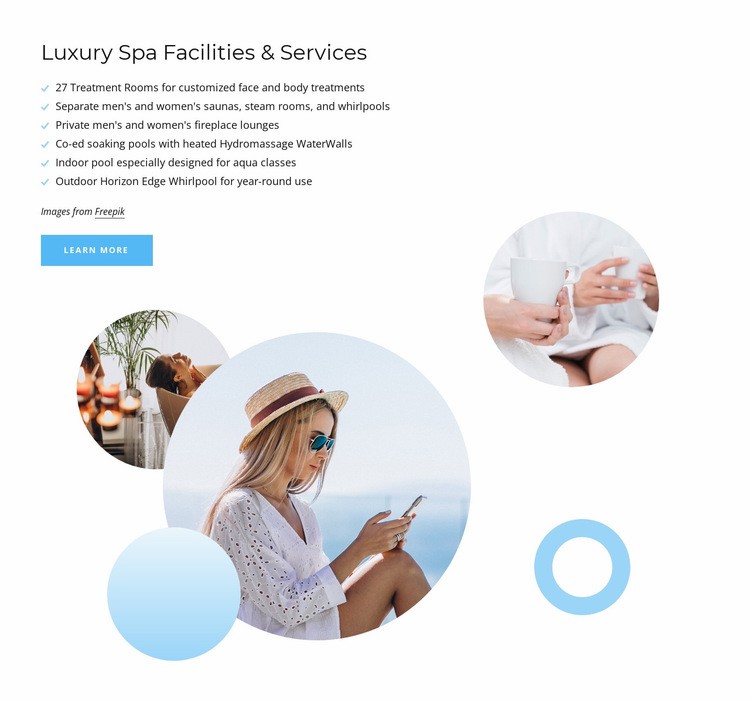 Luxus wellness szolgáltatások Html Weboldal készítő