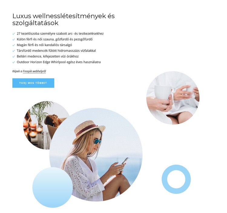 Luxus wellness szolgáltatások Weboldal tervezés