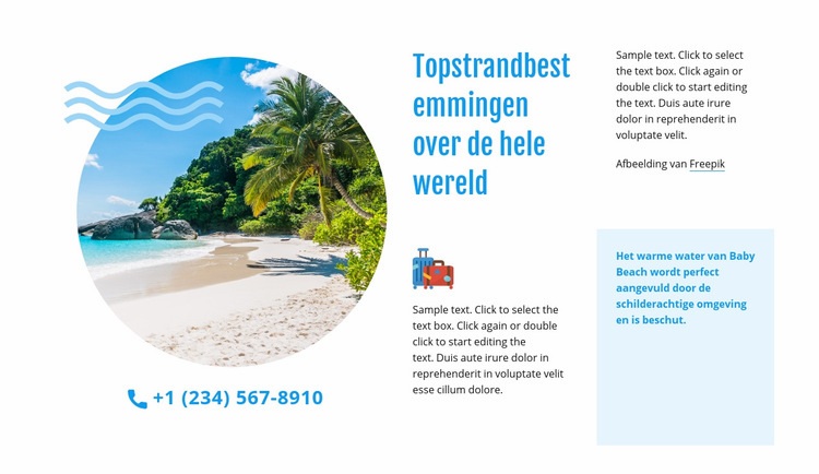 Topbestemmingen aan het strand Website Builder-sjablonen